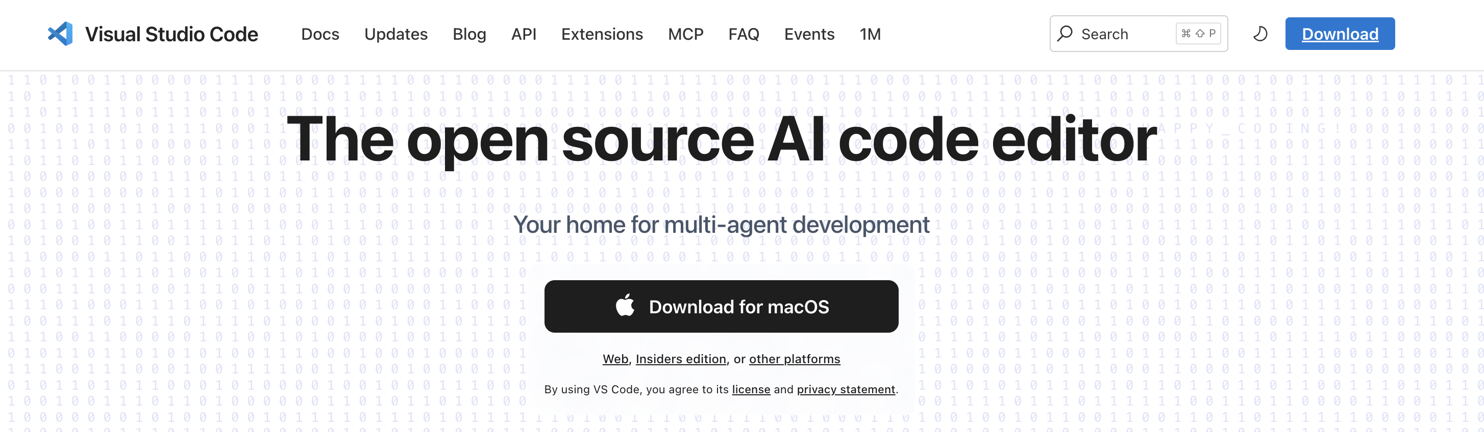 Сайт VS Code — кнопка Download