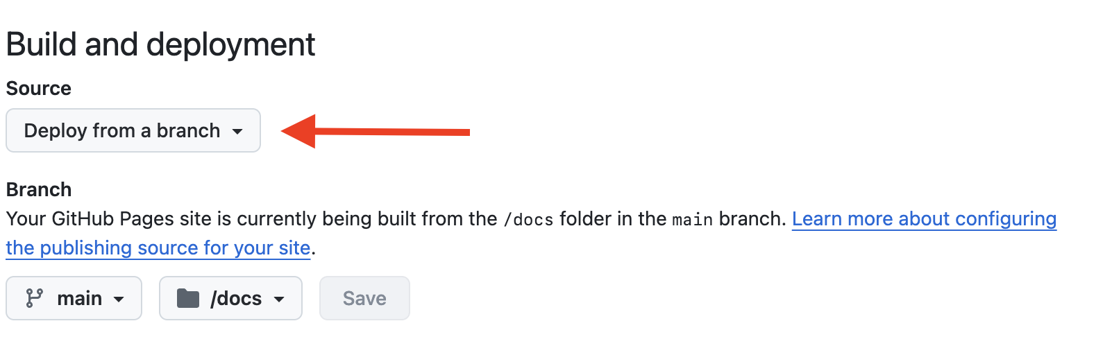 Source: Deploy from a branch